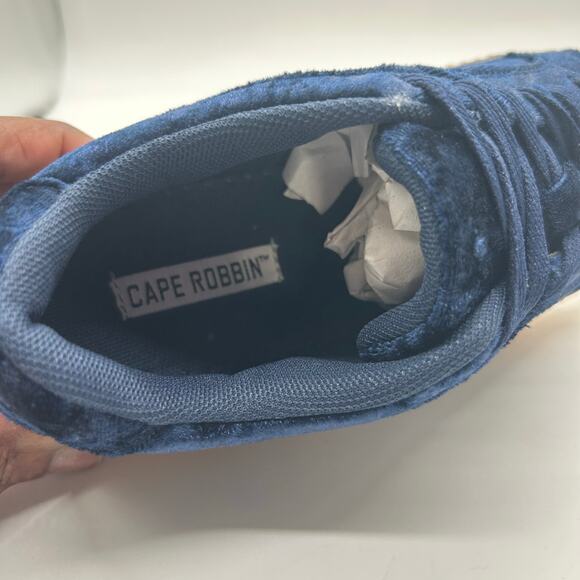 New Cape Robbin Velvet POLO 2 Navy Lace Up Chunky Retro Y2K Heel Sneakers Size 5 - Picture 7 of 11